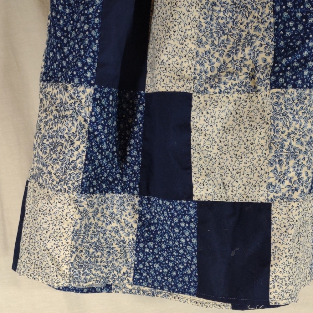 Vintage Handmade Blue & White Floral Patchwork A-Line Skirt - Size M - Picture 8 of 11